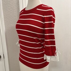 Maison Jules Red and White Striped Blouse